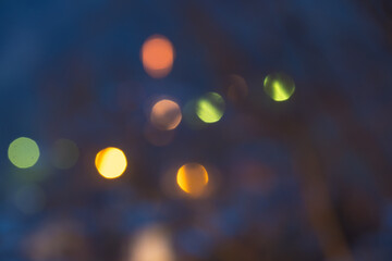 Night city street lights bokeh background