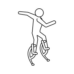 line pictogram man jumping with a skyrunner, vector illustration
