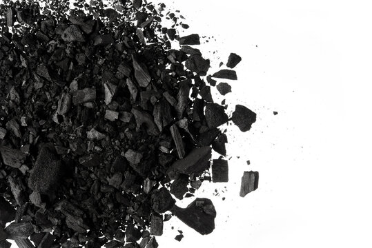 Pile Of Carbon Charcoal  Dust On White Background