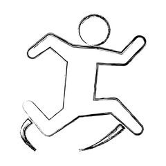 line pictogram man jumping up concept, vector illustration