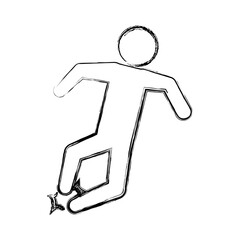 line pictogram man jumping up concept, vector illustration
