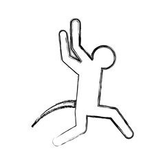 line pictogram man jumping up concept, vector illustration