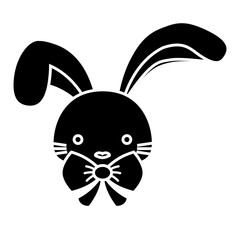 cute easter bunny icon over white background. vector illustration