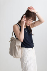 Naklejka premium OLポートレート・白バック