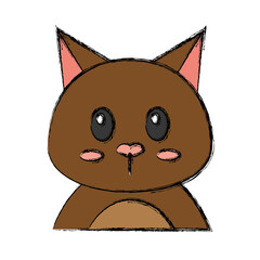 cute cat icon over white background. vector illustration