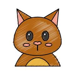 cute cat icon over white background. vector illustration