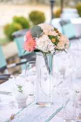 Beautiful table decoration for a garden party/wedding