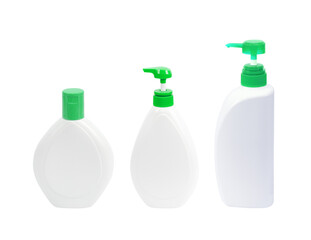 Plastic pump bottle without label isolated on white background