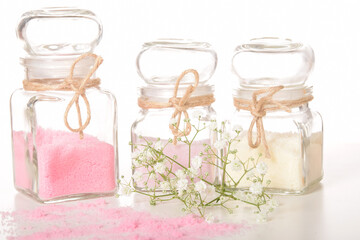 Natural salt to bath with rose