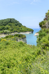 Fototapeta na wymiar The picturesque cliffs near Sidari - Corfu island in Greece