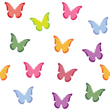 Seamless vector pattern with butterflies. 