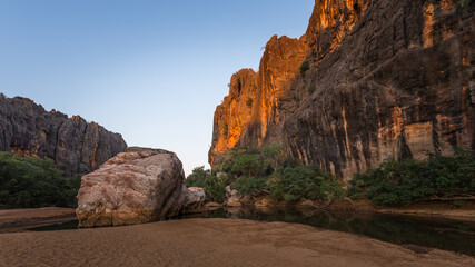 "Jandamarra Rock" - Windjana Gorge, Kimberley Region, Western Australia. The permanent pools in the river provide a permanent habitat for dozens of freshwater crocodiles.