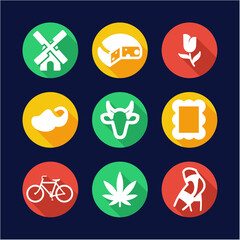 Dutch Culture Icons Flat Design Circle