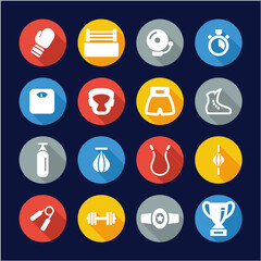 Fototapeta premium Boxing Icons Flat Design Circle