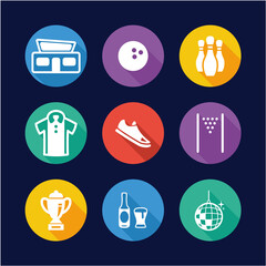 Bowling Icons Flat Design Circle