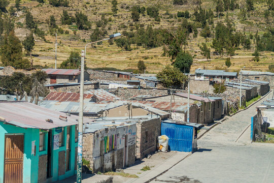 YANQUE, PERU - MAY 29, 2015: Small houses in Yanque Village near Colca Canyon