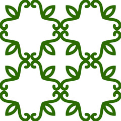 Green luxury background seamless with ornamental pattern on white