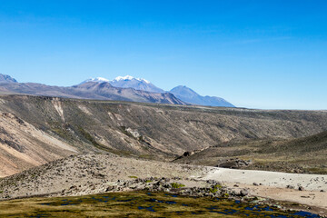 Fototapeta premium Landscape in Reserva Nacional Salinas y Aguada Blanca reserve, Peru