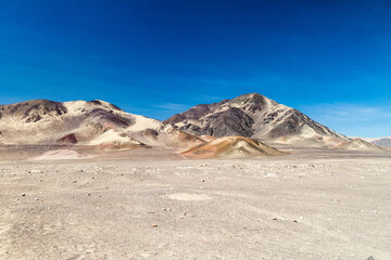 Desert surrounding Chauchilla cemetery in Nazca, Peru
