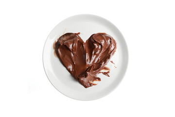 Chocolate heart in plate