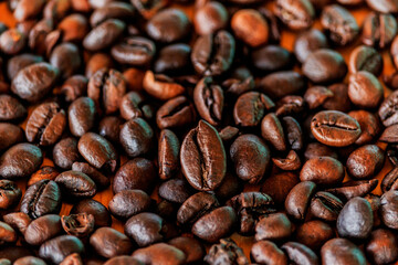  Brown roasted coffee beans (selective focus)