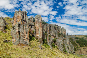 Fototapeta na wymiar Los Frailones (Stone Monks), rock formations near Cajamarca, Peru.