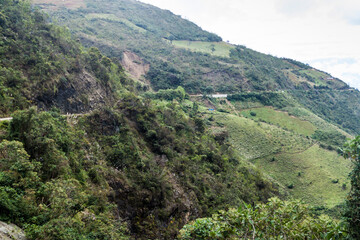 Fototapeta na wymiar Mountain road between Balsas and Leimebamba, Peru