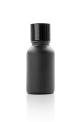 blank packaging cosmetic serum black bottle isolated on white background