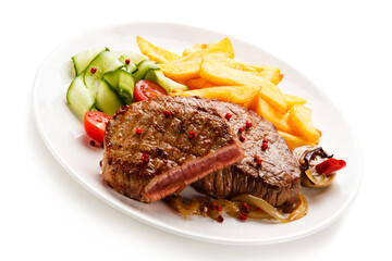 Grilled steak with french fries 