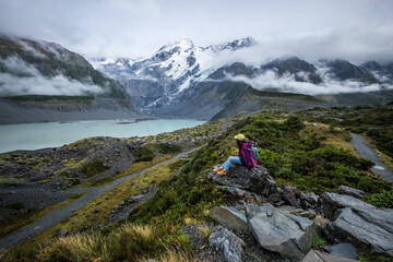 Fototapeta premium Hooker Valley Track, One of the most popular walks in Aoraki/Mt Cook National Park, New Zealand