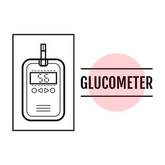 Glucose meter. Diabetes. Flat icon and object of medical equipment.