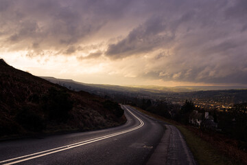 Sun setting over Ilkley, Yorkshire