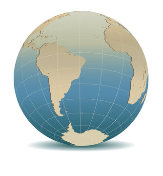 Retro Style South America,South Pole and Africa Global World