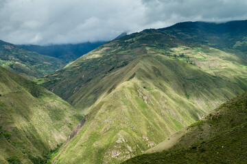 Fototapeta premium Cloud forest mountains near Kuelap archeological site, northern Peru.