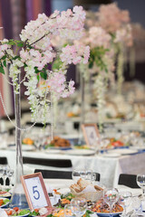Table set for an event party or wedding reception