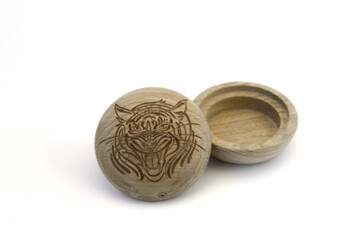 Wooden box on a white background