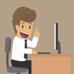 Business man happy with his work