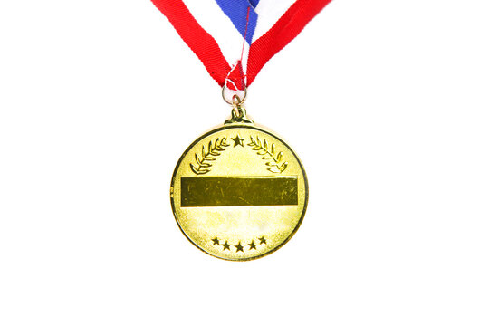 Award of Victory. Winners at the best games, gold medal mockup isolate On a white background  .