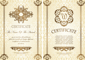 Set of certificates. Template of certificate on seamless background. Can be used as a diploma