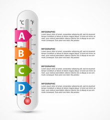 Infographics thermometer design template. Vector illustration.