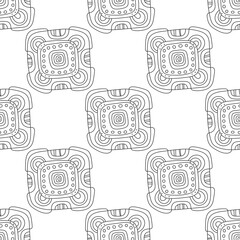 Black and white decorative seamless pattern for coloring book, page