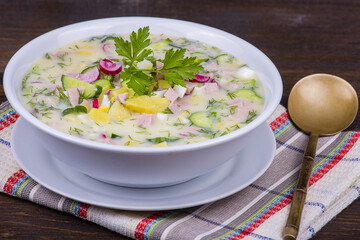 Cold vegetable soup on yogurt, sour-milk base - okroshka