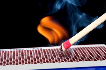 Matchstick on fire