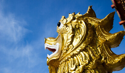 Fototapeta na wymiar Singing statue at Wat Phra That Choom Chum, Sakon Nakhon.