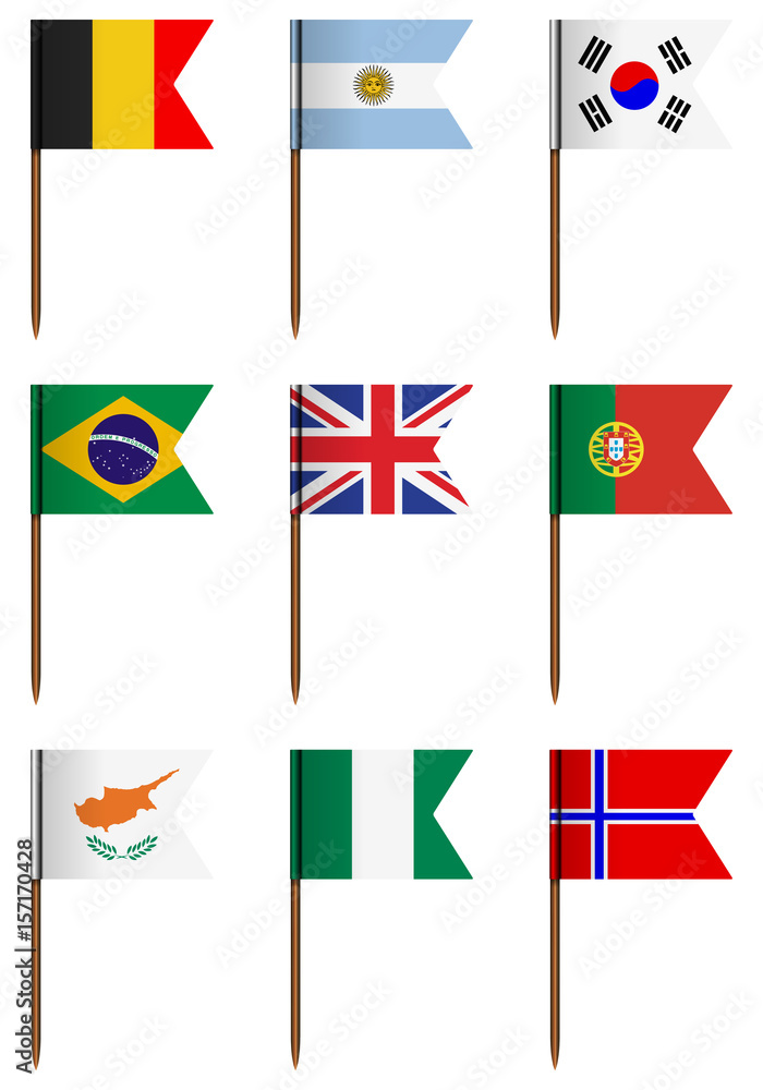 Wall mural National flag set