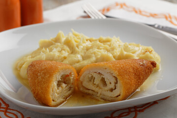 Chicken Kiev with mashed potato