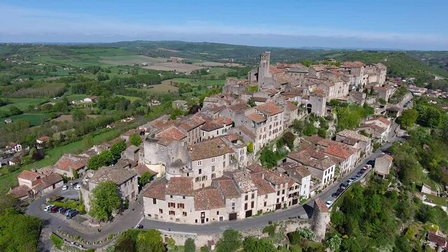 Cordes-sur-Ciel,  a village in a hill  (Occitanie, Southern France)