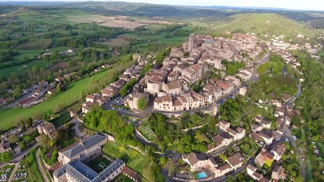 Cordes-sur-Ciel,  a village in a hill  (Occitanie, Southern France)