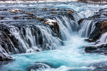 Fototapeta premium beautiful Bruarfoss waterfall with turquoise water