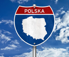 Polsih map road sign